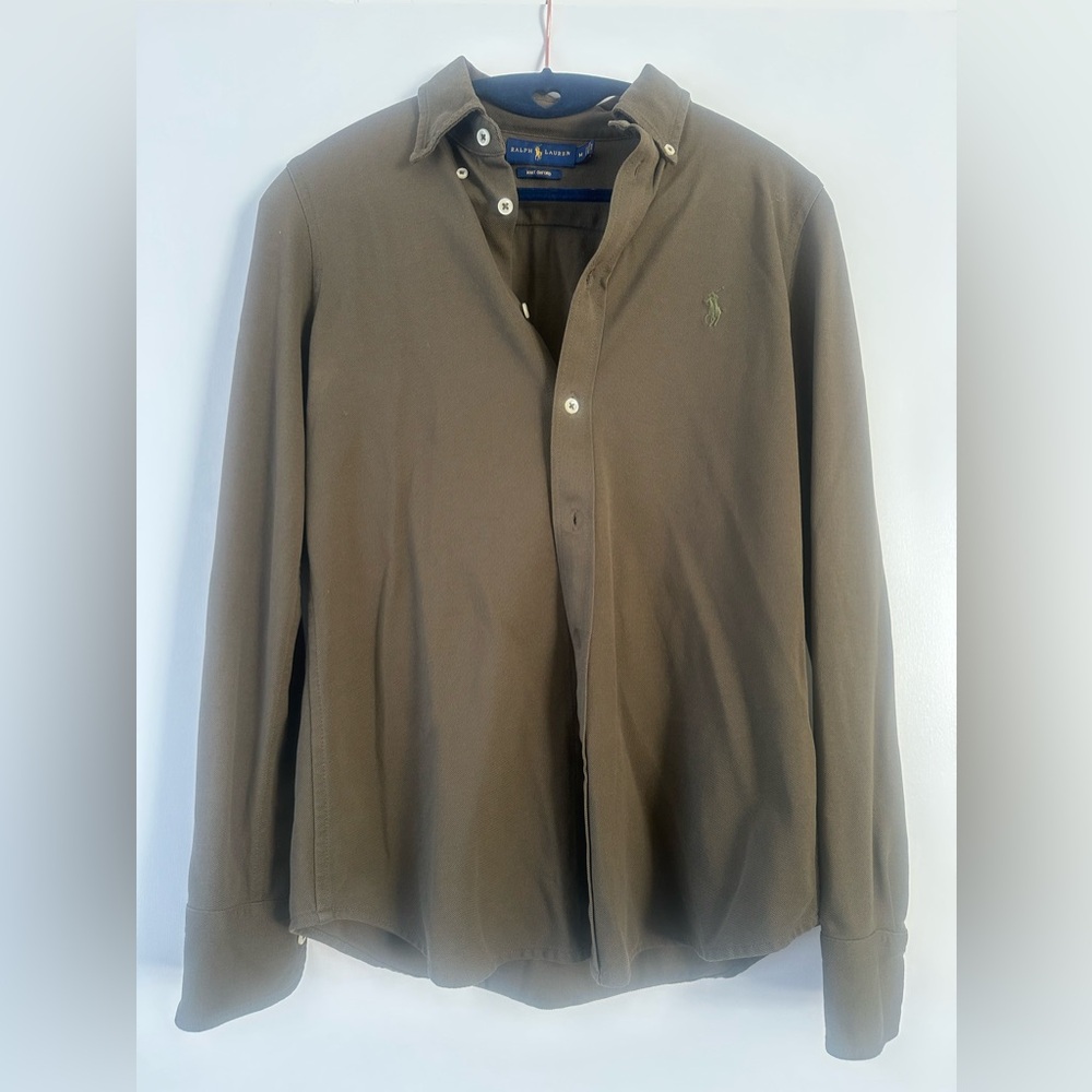 Ralph Lauren Olive Knit Oxford Shirt